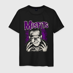 Мужская футболка хлопок с принтом Misfits Frankenstein в Санкт-Петербурге, 100% хлопок | прямой крой, круглый вырез горловины, длина до линии бедер, слегка спущенное плечо. | 