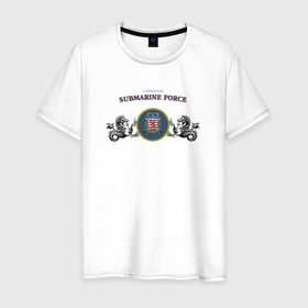 Мужская футболка хлопок с принтом Подводные силы ВМФ княжества Люксембург в Новосибирске, 100% хлопок | прямой крой, круглый вырез горловины, длина до линии бедер, слегка спущенное плечо. | 
