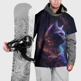 Накидка на куртку 3D с принтом Кошка в космосе туманность , 100% полиэстер |  | 