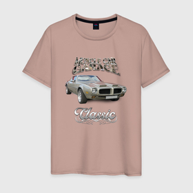 Мужская футболка хлопок с принтом Американский масл кар Pontiac Firebird в Кировске, 100% хлопок | прямой крой, круглый вырез горловины, длина до линии бедер, слегка спущенное плечо. | 