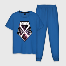 Мужская пижама хлопок с принтом Vigilo confido space в Екатеринбурге, 100% хлопок | брюки и футболка прямого кроя, без карманов, на брюках мягкая резинка на поясе и по низу штанин
 | 