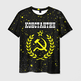 Мужская футболка 3D с принтом Константин и желтый символ СССР со звездой в Белгороде, 100% полиэфир | прямой крой, круглый вырез горловины, длина до линии бедер | Тематика изображения на принте: 