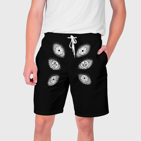 Мужские шорты 3D с принтом Демонические глаза в Кировске,  полиэстер 100% | прямой крой, два кармана без застежек по бокам. Мягкая трикотажная резинка на поясе, внутри которой широкие завязки. Длина чуть выше колен | 