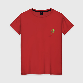 Женская футболка хлопок с принтом Перо веточка в Петрозаводске, 100% хлопок | прямой крой, круглый вырез горловины, длина до линии бедер, слегка спущенное плечо | 