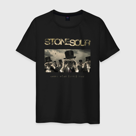 Мужская футболка хлопок с принтом Stone Sour rock , 100% хлопок | прямой крой, круглый вырез горловины, длина до линии бедер, слегка спущенное плечо. | 