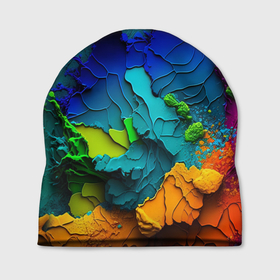 Шапка 3D с принтом Взрыв красок , 100% полиэстер | универсальный размер, печать по всей поверхности изделия | mdj_vm | midjourney | краски | миджорни | нейросеть | текстура