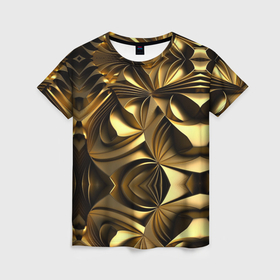 Женская футболка 3D с принтом Золотой калейдоскоп в Курске, 100% полиэфир ( синтетическое хлопкоподобное полотно) | прямой крой, круглый вырез горловины, длина до линии бедер | 