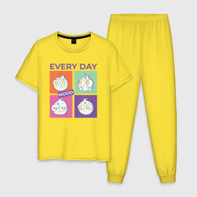 Мужская пижама хлопок с принтом Every day 2x2 , 100% хлопок | брюки и футболка прямого кроя, без карманов, на брюках мягкая резинка на поясе и по низу штанин
 | 