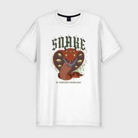 Мужская футболка хлопок Slim с принтом Snake of forbidden knowledge в Тюмени, 92% хлопок, 8% лайкра | приталенный силуэт, круглый вырез ворота, длина до линии бедра, короткий рукав | 