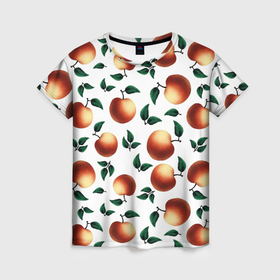 Женская футболка 3D с принтом Яблочный дождь , 100% полиэфир ( синтетическое хлопкоподобное полотно) | прямой крой, круглый вырез горловины, длина до линии бедер | 