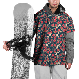 Накидка на куртку 3D с принтом Узор из красных и белых роз в Кировске, 100% полиэстер |  | 