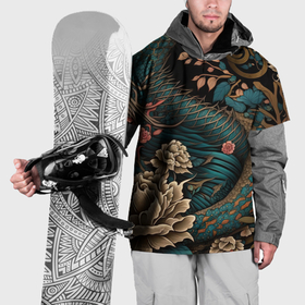 Накидка на куртку 3D с принтом Японский змей Irezumi в Новосибирске, 100% полиэстер |  | 