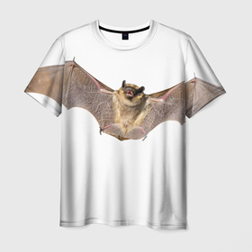 Мужская футболка 3D с принтом Летучая мышка в Тюмени, 100% полиэфир | прямой крой, круглый вырез горловины, длина до линии бедер | Тематика изображения на принте: 