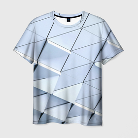 Мужская футболка 3D с принтом Metalic triangle stiil в Белгороде, 100% полиэфир | прямой крой, круглый вырез горловины, длина до линии бедер | 