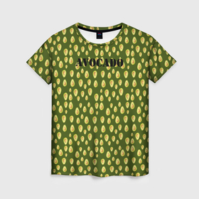 Женская футболка 3D с принтом Авокадо в разрезе в Тюмени, 100% полиэфир ( синтетическое хлопкоподобное полотно) | прямой крой, круглый вырез горловины, длина до линии бедер | 