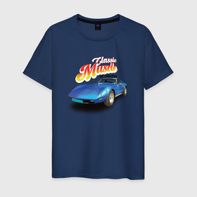 Мужская футболка хлопок с принтом Маслкар Chevrolet Corvette Stingray в Санкт-Петербурге, 100% хлопок | прямой крой, круглый вырез горловины, длина до линии бедер, слегка спущенное плечо. | 