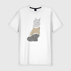 Мужская футболка хлопок Slim с принтом Трехцветный кот в Санкт-Петербурге, 92% хлопок, 8% лайкра | приталенный силуэт, круглый вырез ворота, длина до линии бедра, короткий рукав | 