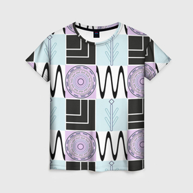 Женская футболка 3D с принтом Геометрический, круглый орнамент в Петрозаводске, 100% полиэфир ( синтетическое хлопкоподобное полотно) | прямой крой, круглый вырез горловины, длина до линии бедер | 