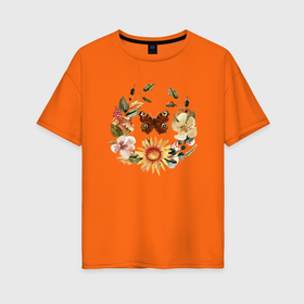 Женская футболка хлопок Oversize с принтом Весенний круг в Петрозаводске, 100% хлопок | свободный крой, круглый ворот, спущенный рукав, длина до линии бедер
 | 