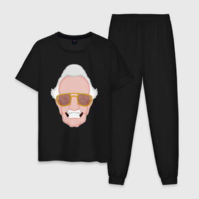 Мужская пижама хлопок с принтом Stan Lee smile в Тюмени, 100% хлопок | брюки и футболка прямого кроя, без карманов, на брюках мягкая резинка на поясе и по низу штанин
 | 