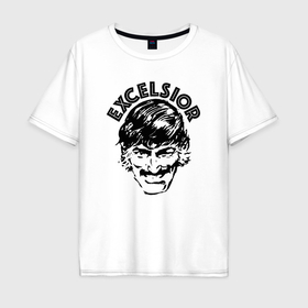 Мужская футболка хлопок Oversize с принтом Excelsior Stan Lee в Кировске, 100% хлопок | свободный крой, круглый ворот, “спинка” длиннее передней части | Тематика изображения на принте: 