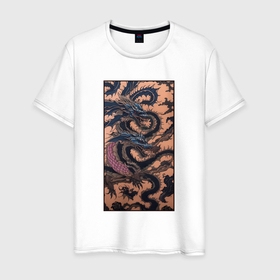 Мужская футболка хлопок с принтом Irezumi   японские драконы змеи , 100% хлопок | прямой крой, круглый вырез горловины, длина до линии бедер, слегка спущенное плечо. | Тематика изображения на принте: 