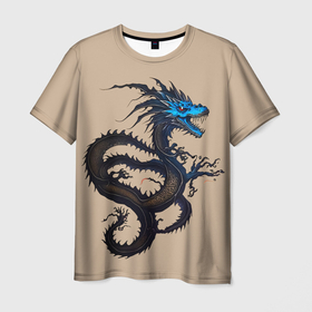 Мужская футболка 3D с принтом Irezumi   японский дракон , 100% полиэфир | прямой крой, круглый вырез горловины, длина до линии бедер | Тематика изображения на принте: 