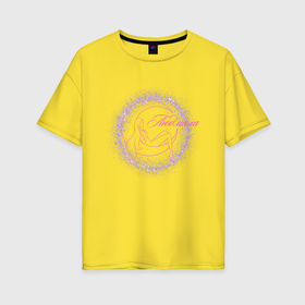 Женская футболка хлопок Oversize с принтом Людмила в Тюмени, 100% хлопок | свободный крой, круглый ворот, спущенный рукав, длина до линии бедер
 | 