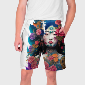 Мужские шорты 3D с принтом Japan style   tattoo   art в Санкт-Петербурге,  полиэстер 100% | прямой крой, два кармана без застежек по бокам. Мягкая трикотажная резинка на поясе, внутри которой широкие завязки. Длина чуть выше колен | 
