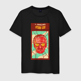 Мужская футболка хлопок с принтом Удивительный Стэн Ли в Кировске, 100% хлопок | прямой крой, круглый вырез горловины, длина до линии бедер, слегка спущенное плечо. | 