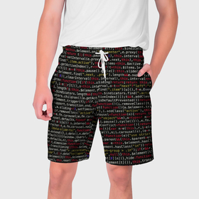 Мужские шорты 3D с принтом Символы программирования в Белгороде,  полиэстер 100% | прямой крой, два кармана без застежек по бокам. Мягкая трикотажная резинка на поясе, внутри которой широкие завязки. Длина чуть выше колен | 
