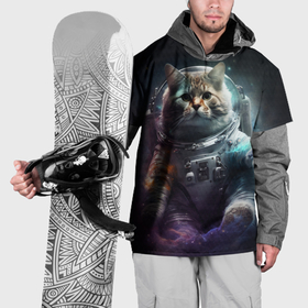 Накидка на куртку 3D с принтом Космический кот в открытом космосе , 100% полиэстер |  | 