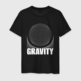 Мужская футболка хлопок с принтом Gravity надпись и шар , 100% хлопок | прямой крой, круглый вырез горловины, длина до линии бедер, слегка спущенное плечо. | 
