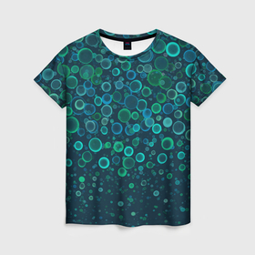 Женская футболка 3D с принтом Изумрудные круги | Абстракция , 100% полиэфир ( синтетическое хлопкоподобное полотно) | прямой крой, круглый вырез горловины, длина до линии бедер | 