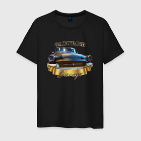 Мужская футболка хлопок с принтом Автомобиль Buick Roadmaster 1955 в Тюмени, 100% хлопок | прямой крой, круглый вырез горловины, длина до линии бедер, слегка спущенное плечо. | Тематика изображения на принте: 
