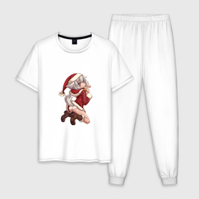 Мужская пижама хлопок с принтом Хвостик снегурки , 100% хлопок | брюки и футболка прямого кроя, без карманов, на брюках мягкая резинка на поясе и по низу штанин
 | 