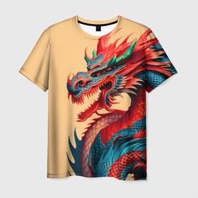 Мужская футболка 3D с принтом Japan dragon   tattoo   art в Кировске, 100% полиэфир | прямой крой, круглый вырез горловины, длина до линии бедер | Тематика изображения на принте: 