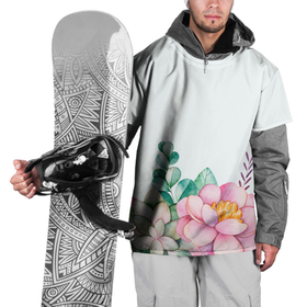Накидка на куртку 3D с принтом Цветы нарисованные акварелью   снизу в Кировске, 100% полиэстер |  | 