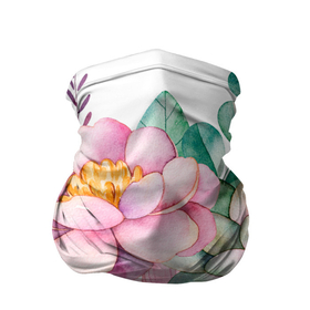 Бандана-труба 3D с принтом Пастельные цветы   посередине в Белгороде, 100% полиэстер, ткань с особыми свойствами — Activecool | плотность 150‒180 г/м2; хорошо тянется, но сохраняет форму | 