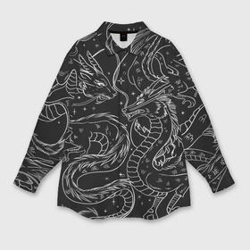 Мужская рубашка oversize 3D с принтом Дракон   унесенные призраками: тату на черном в Санкт-Петербурге,  |  | Тематика изображения на принте: 