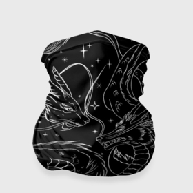 Бандана-труба 3D с принтом Дракон   унесенные призраками: тату на черном в Санкт-Петербурге, 100% полиэстер, ткань с особыми свойствами — Activecool | плотность 150‒180 г/м2; хорошо тянется, но сохраняет форму | 