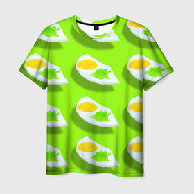 Мужская футболка 3D с принтом Жареное яйцо в Петрозаводске, 100% полиэфир | прямой крой, круглый вырез горловины, длина до линии бедер | 