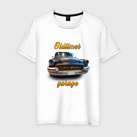 Мужская футболка хлопок с принтом Ретро автомобиль Buick Roadmaster в Тюмени, 100% хлопок | прямой крой, круглый вырез горловины, длина до линии бедер, слегка спущенное плечо. | 