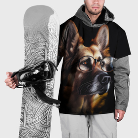 Накидка на куртку 3D с принтом Немецкая овчарка в очках в Санкт-Петербурге, 100% полиэстер |  | Тематика изображения на принте: 