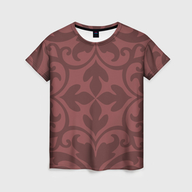Женская футболка 3D с принтом Красивые узоры на красном в Кировске, 100% полиэфир ( синтетическое хлопкоподобное полотно) | прямой крой, круглый вырез горловины, длина до линии бедер | 