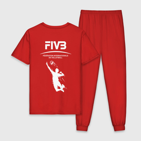 Мужская пижама хлопок с принтом Международная федерация волейбола FIVB в Тюмени, 100% хлопок | брюки и футболка прямого кроя, без карманов, на брюках мягкая резинка на поясе и по низу штанин
 | 