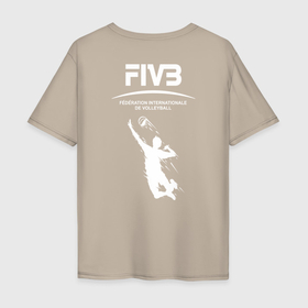 Мужская футболка хлопок Oversize с принтом Международная федерация волейбола FIVB в Кировске, 100% хлопок | свободный крой, круглый ворот, “спинка” длиннее передней части | Тематика изображения на принте: 