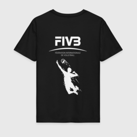 Мужская футболка хлопок с принтом Международная федерация волейбола FIVB в Тюмени, 100% хлопок | прямой крой, круглый вырез горловины, длина до линии бедер, слегка спущенное плечо. | 