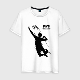 Мужская футболка хлопок с принтом FIVB   международная федерация волейбола в Кировске, 100% хлопок | прямой крой, круглый вырез горловины, длина до линии бедер, слегка спущенное плечо. | Тематика изображения на принте: 