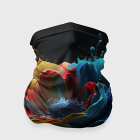 Бандана-труба 3D с принтом Космический цветок из красок в Тюмени, 100% полиэстер, ткань с особыми свойствами — Activecool | плотность 150‒180 г/м2; хорошо тянется, но сохраняет форму | 